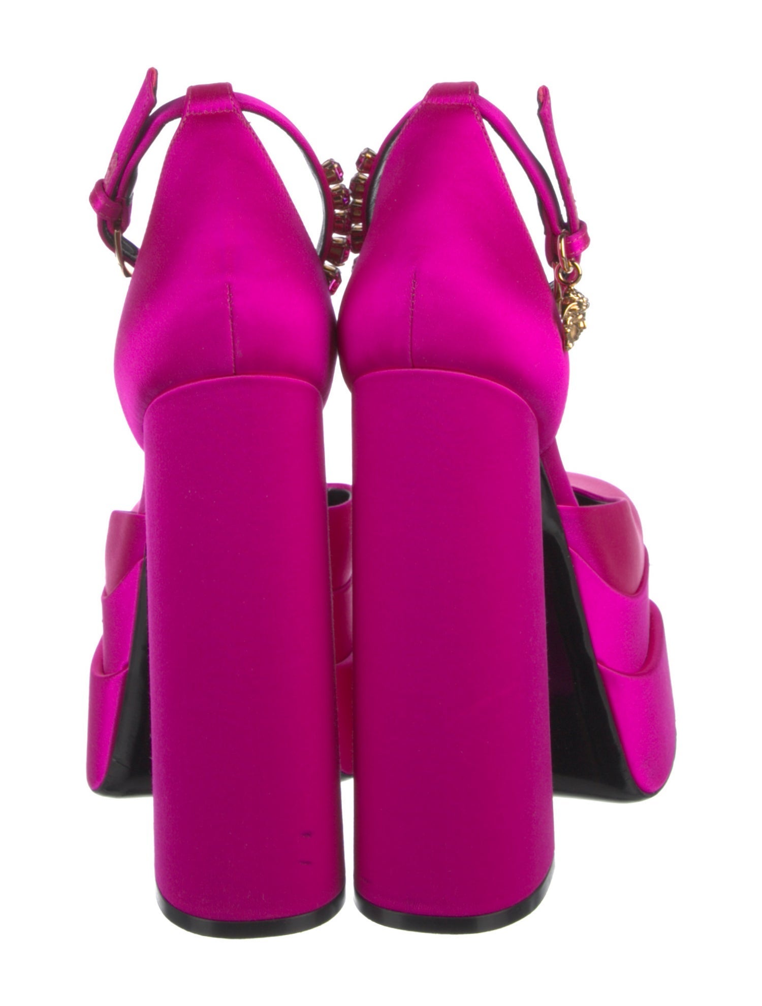 Versace Satin Crystal Embellishments D'Orsay Pumps